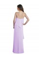 Online Scoop Neck Long Chiffon Bridesmaid Dress with Cross Over Neckline Flounce
