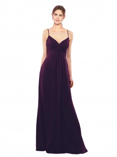 Online Floor Length A-Line Chiffon Bridesmaid Dress with Criss Cross Back