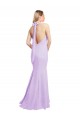 Online Chiffon Mermaid Bridesmaid Dress with Back Tie Halter Straps and Side Slit
