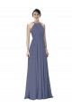 Online Halter Neck Ruched Bodice Chiffon Bridesmaid Dress