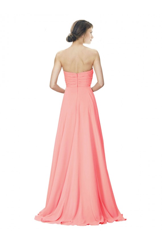 Online Strapless Chiffon Bridesmaid Dress with Ruched Sweetheart Neckline