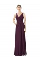 Online Long Chiffon Bridesmaid Dress with Ruched Criss Cross V-Neck Bodice