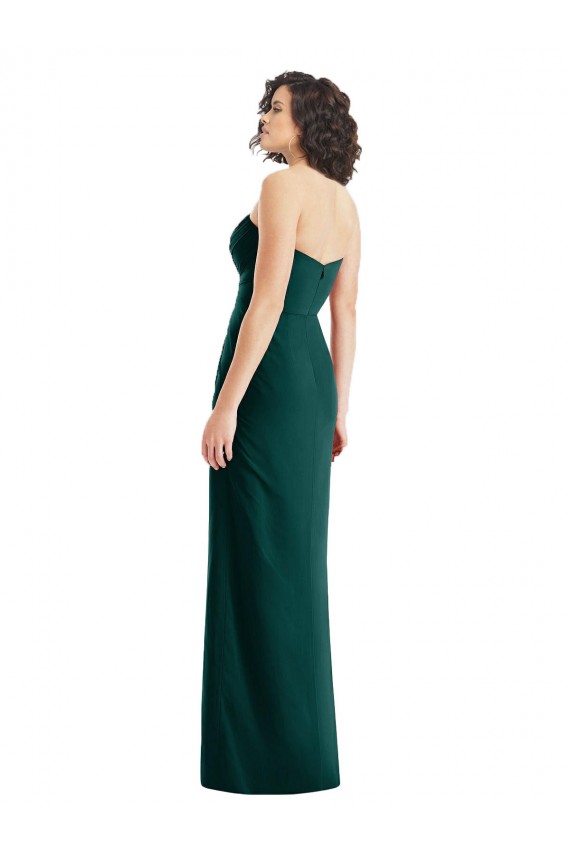 Online Twist Front Draped Chiffon Bridesmaid Dress with Slit
