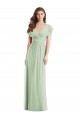 Online Flutter Sleeves Draped Wrap V-Neck Chiffon Bridesmaid Dress