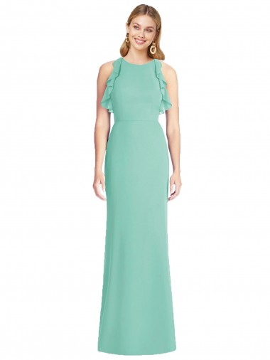 Online Jewel Neck Mermaid Open Back Chiffon Bridesmaid Dress
