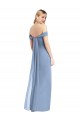 Online Full Length Draped Off the Shoulder Maxi Bridesmaid Dress with Shirred Streamer