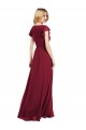 Online Flutter Sleeves Faux Wrap Chiffon Bridesmaid Dress