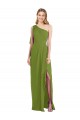 Online One Shoulder Chiffon Bridesmaid Dress with Draped Front Slit