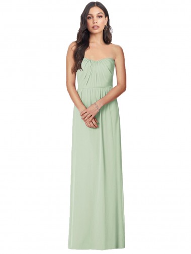 Online Strapless Sweetheart All-Over Shirring Chiffon Bridesmaid Dress