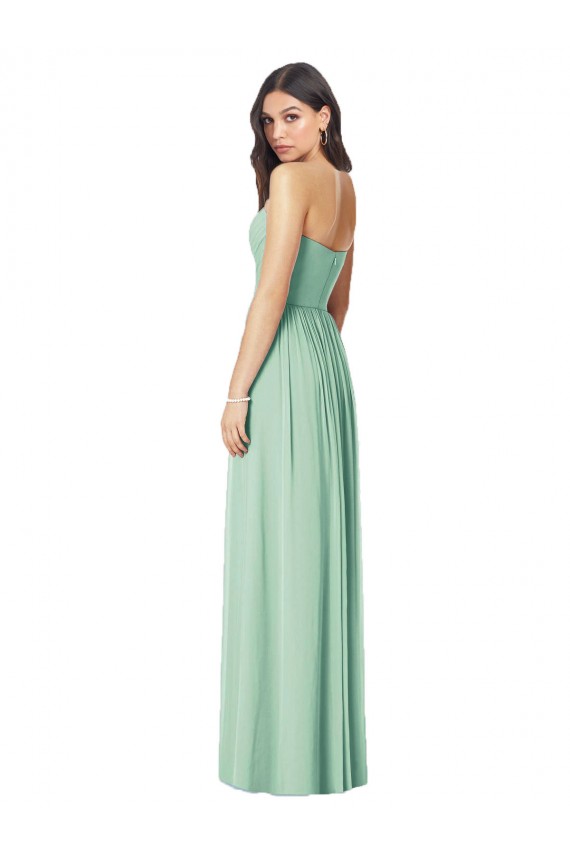 Online Draped Sweetheart Strapless Long Chiffon Bridesmaid Dress