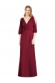 Online Draped V-Neck Bell Sleeves V-Back Chiffon Bridesmaid Dress