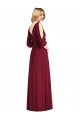 Online Draped V-Neck Bell Sleeves V-Back Chiffon Bridesmaid Dress