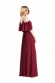Online Spaghetti Straps V-Neck Chiffon Bridesmaid Dress with Sash Tie