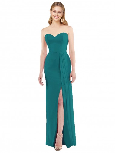 Online Sweetheart Neckline Lux Chiffon Bridesmaid Dress with Side Slit