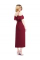 Online Cocktail Wrap Chiffon Bridesmaid Dress with Fluttering Ruffles