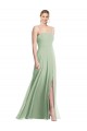 Online Sleek Spaghetti Straps Low Back Square Neck Maxi Chiffon Bridesmaid Dress