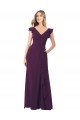 Online Ruffle Cap Sleeves Long Chiffon Bridesmaid Dress