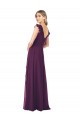 Online Ruffle Cap Sleeves Long Chiffon Bridesmaid Dress