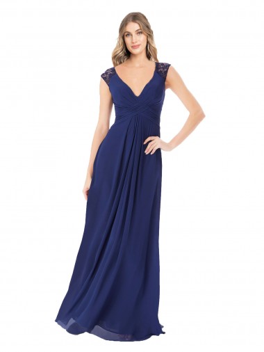 Online Embroidered Keyhole Back Chiffon Bridesmaid Dress