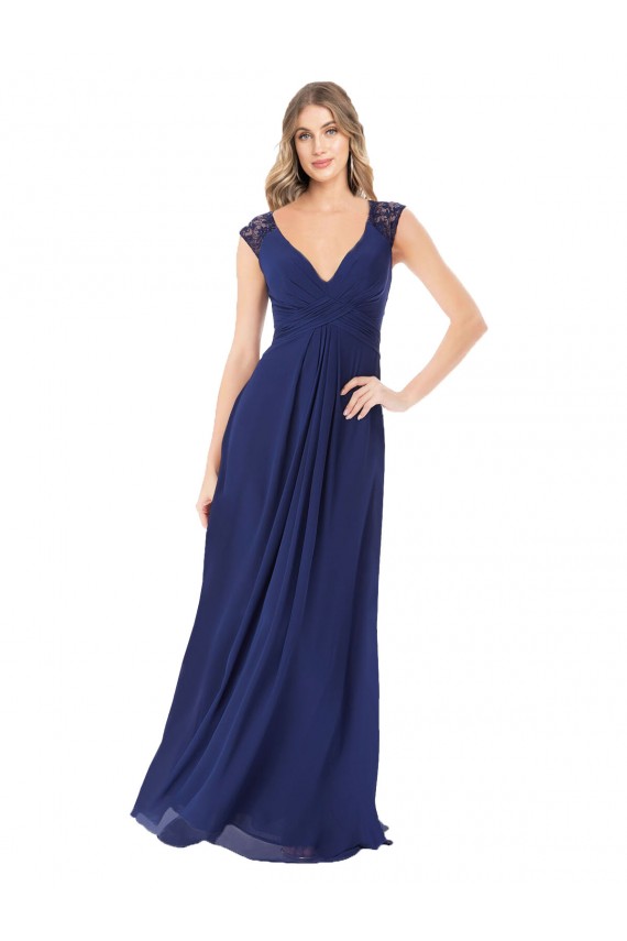 Online Embroidered Keyhole Back Chiffon Bridesmaid Dress