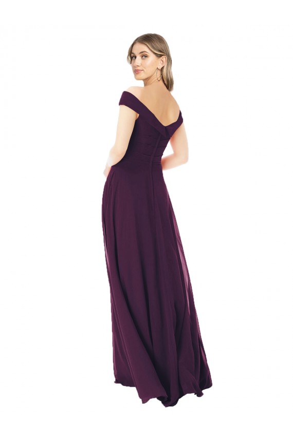 Online Classic Off the Shoulder Draped Chiffon Bridesmaid Dress