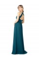 Online Draped High Neck Keyhole Back Bridesmaid Dress with Front Slit