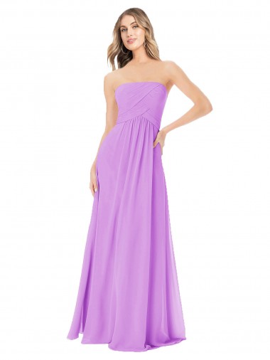 Online Draped Strapless Floor Length Chiffon Bridesmaid Dress