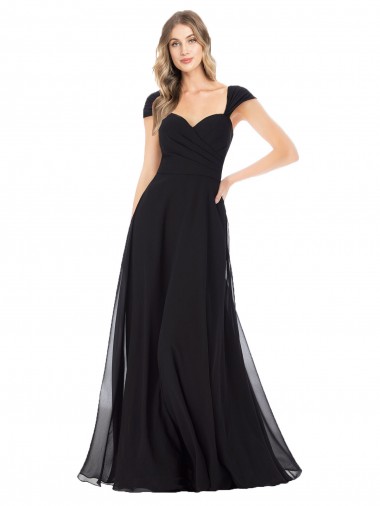Online Sweetheart Cap Sleeves Chiffon Bridesmaid Dress