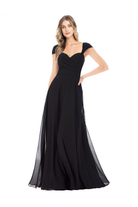 Online Sweetheart Cap Sleeves Chiffon Bridesmaid Dress