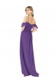 Online Cold Shoulder Flutter Sleeves Chiffon Bridesmaid Dress
