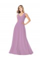 Online Simple Chiffon V-Neck Bridesmaid Dress with Draped V-Back