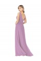 Online Simple Chiffon V-Neck Bridesmaid Dress with Draped V-Back