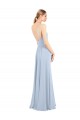 Online Luxe Chiffon Straight Neckline Long Chiffon Bridesmaid Dress with Skinny Straps
