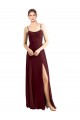Online Sleek Fit and Flare Long Scoop Neck Chiffon Bridesmaid Dress with High Side Slit