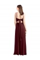 Online Sleek Fit and Flare Long Scoop Neck Chiffon Bridesmaid Dress with High Side Slit