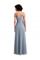 Online Off the Shoulder Folded Sleeve Long Chiffon Bridesmaid Dress with High Side Slit