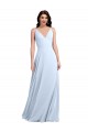 Online Long Floor Length V-Neck Chiffon Bridesmaid Dress with Keyhole Back