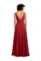 Online Fitted Plunging Deep V-Neck Long Chiffon Bridesmaid Dress with V-Back