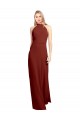 Online Slim High Neck Halter Fitted Open Back Chiffon Bridesmaid Dress