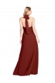 Online Slim High Neck Halter Fitted Open Back Chiffon Bridesmaid Dress