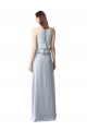 Online High Narrow Neck Long Chiffon Bridesmaid Dress with Tiered Ruffles