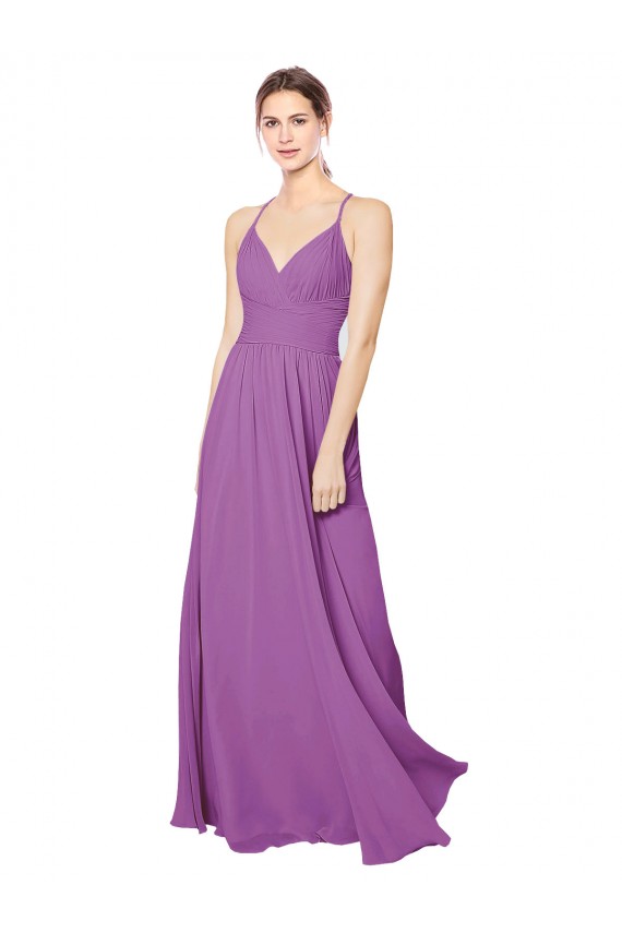 Online Braided Straps Cross Back Sweetheart Chiffon Bridesmaid Dress