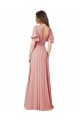 Online Flutter Sleeves Plunging V-Neck Boho Chiffon Bridesmaid Dress