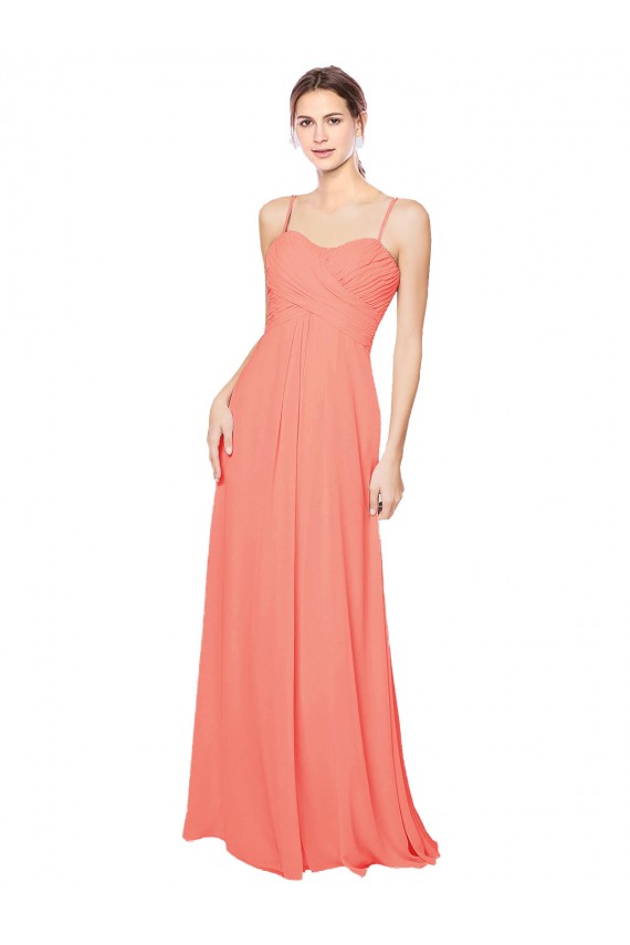 Online Empire Waist Spaghetti Straps Sweetheart Chiffon Bridesmaid Dress