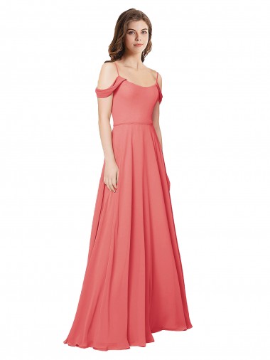 Online Draped Off the Shoulder Straps Chiffon Bridesmaid Dress