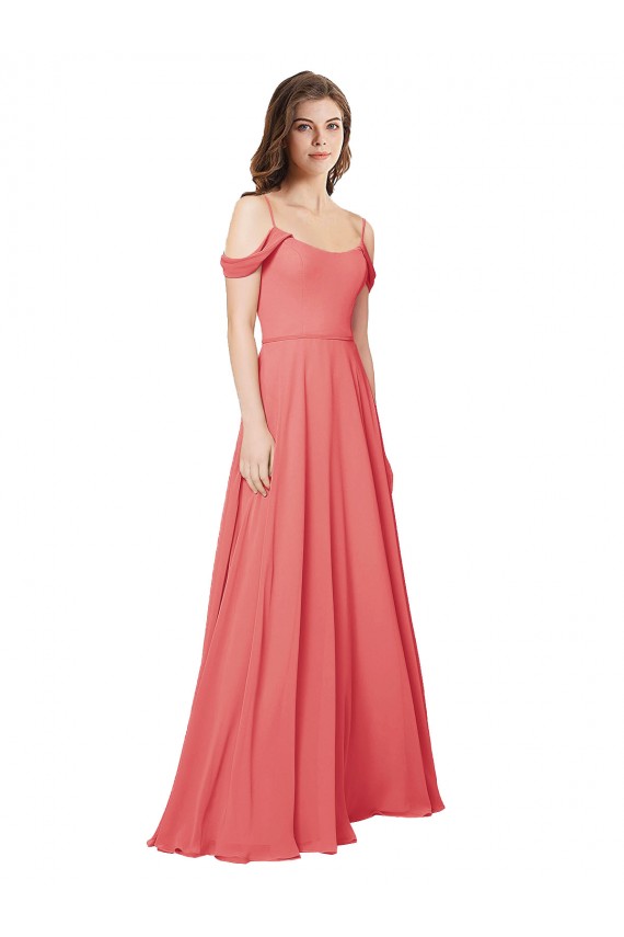 Online Draped Off the Shoulder Straps Chiffon Bridesmaid Dress