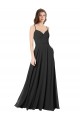 Online Cowl Back Spaghetti Straps Long Chiffon Bridesmaid Dress 