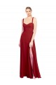 Online Sweetheart Neckline Long Chiffon Bridesmaid Dress with Side Slit and Wide Straps