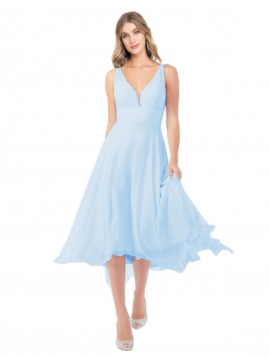 Online Chiffon Midi Length Keyhole Back Bridesmaid Dress