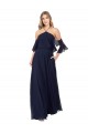 Online Halter Neck Cold Shoulder Flutter Sleeves Bridesmaid Dress